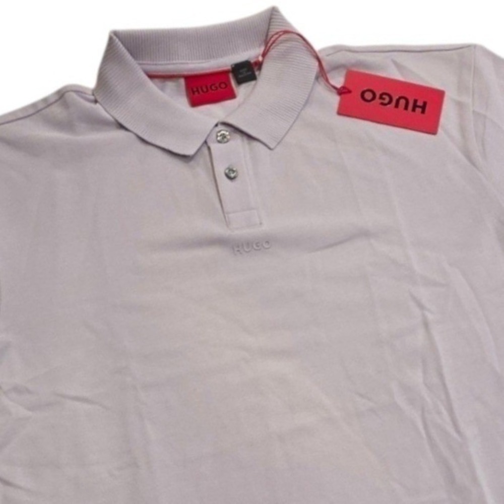 Hugo Mens Dangula Polo Shirt Pastel Purple Cotton Logo Large